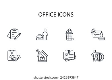 Office icon set.vector.Editable stroke.linear style sign for use web design,logo.Symbol illustration.