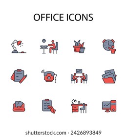 Office icon set.vector.Editable stroke.linear style sign for use web design,logo.Symbol illustration.