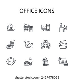Office icon set.vector.Editable stroke.linear style sign for use web design,logo.Symbol illustration.