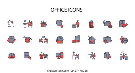 Office icon set.vector.Editable stroke.linear style sign for use web design,logo.Symbol illustration.