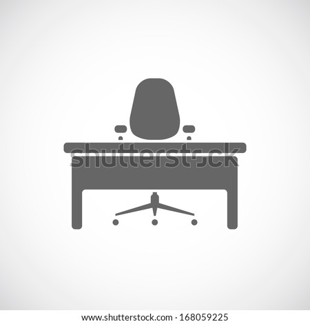 Office icon, table and chair
