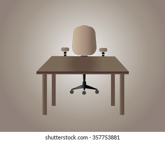 Office icon, table and chair. Strict design. Vector.