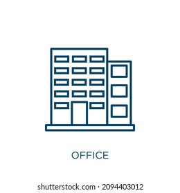 office icon. Thin linear office outline icon isolated on white background. Line vector office sign, symbol for web and mobile