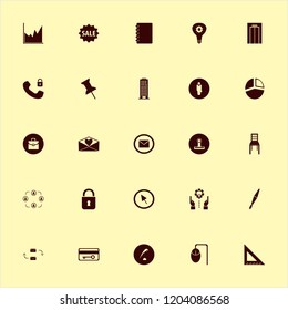 office icon. office vector icons set lock, heart envelope, key card and businessman