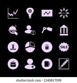 office icon. office vector icons set lock, sale, briefcase and pie chart