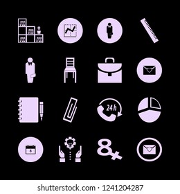 office icon. office vector icons set pie chart, bookcase flower pot, briefcase and technology progress