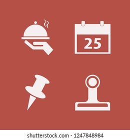 office icon. office vector icons set tray hand, paper clip, push pin and calendar
