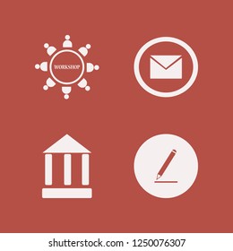 office icon. office vector icons set workshop, bank, envelope and pencil