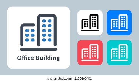 Icono de la oficina - ilustración vectorial. Office, Edificio, Empresa, Inmobiliaria, Apartamento, Ciudad, línea, contorno, plano, iconos.