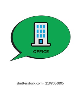 Office Icon vector Line on speech bubble background image for web, presentation, logo, Icon Symbol.