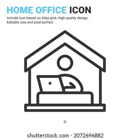 Vector de icono de Office con estilo de contorno aislado en fondo blanco. Sala de trabajo de ilustraciones vectoriales, símbolo de señalización de taller concepto de icono para negocios digitales, finanzas, empresa, aplicaciones, web y proyecto