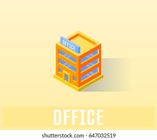 Office icon, vector symbol in isometric style isolated on color background.