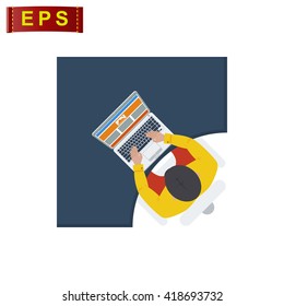 office icon, vector workplace sign, isolated work desk icon