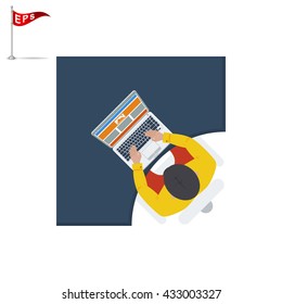 office icon, vector workplace sign, isolated work desk icon