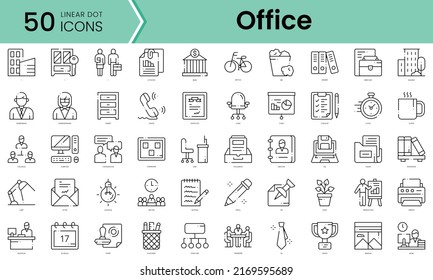 office Icons bundle. Linear dot style Icons. Vector illustration