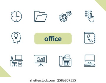 Office icons. Career, workplace, job vector icon set