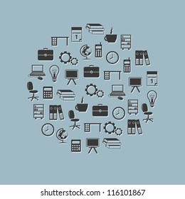 office icons in circle