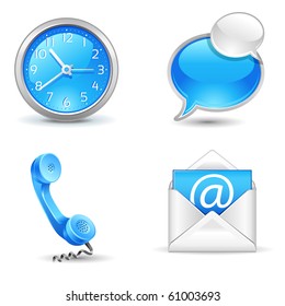 office  icons - clock, handset, mail, chat