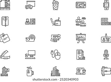 Office icons collection is a vector illustration with editable stroke.