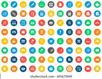 Office icons in colorful circles