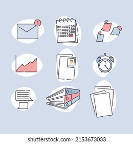 Office icons. Cute icons. Office