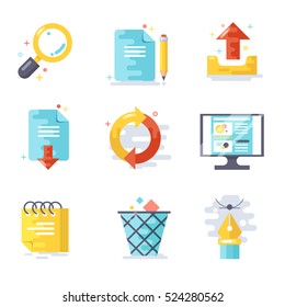 Office icons, flat design.