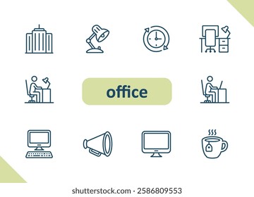 Office icons. Job, career, workplace vector icon set