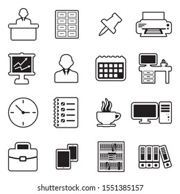 Office Icons. Line With Fill Design. Vector Illustration.