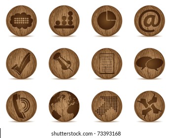 office icons made of wooden balls