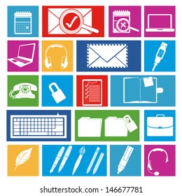 office icons over white background vector illustration