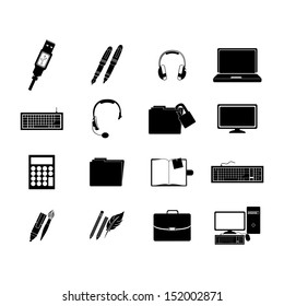 office icons over white background vector illustration 