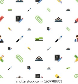office icons pattern seamless. Included editable flat Paperclip, Stapler, Cutter knife, Stationery, Pen, employee, Entrepreneur, Pencil & ruler icons. office icons for web and mobile.