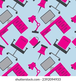 Office icons seamless pattern background Vector illustration