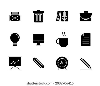 office icons set black style