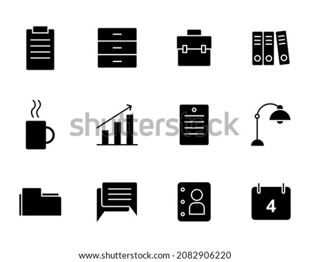 office icons set black style