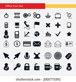 Office icons set. Contains such Icons as Business Meeting, Workplace, Office Building, Reception Desk and more. icons in flat design with elements for mobile concepts and web apps. Collection modern