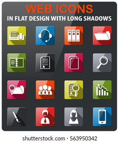 office icons set in flat design with long shadow