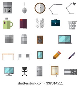 Office icons set. Flat style. Illustration for logo, brochure and other printing and web projects.
