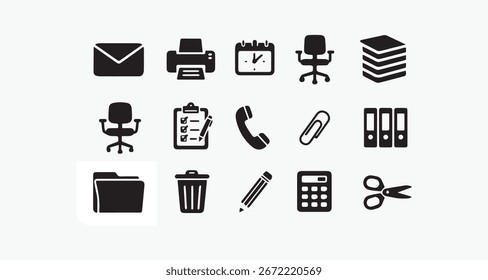 office icons set graphic element Illustration template design
