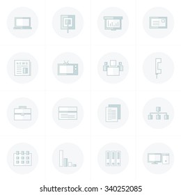 office icons set gray solo color