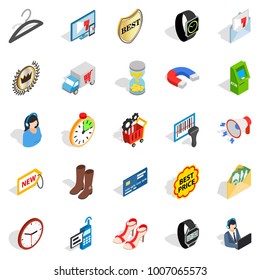 Office icons set. Isometric set of 25 office vector icons for web isolated on white background