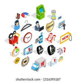 Office icons set. Isometric set of 25 office vector icons for web isolated on white background