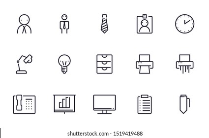 Office icons set outline style
