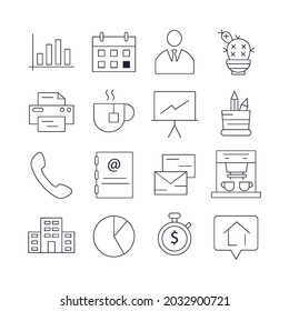 Office icons set. Office pack symbol vector elements for infographic web