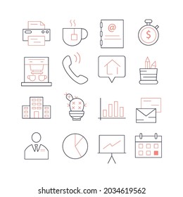 Office icons set. Office pack symbol vector elements for infographic web