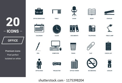 Office icons set. Premium quality symbol collection. Office icon set simple elements. Ready to use in web design, apps, software, print