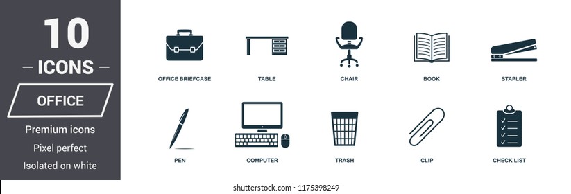 Office icons set. Premium quality symbol collection. Office icon set simple elements. Ready to use in web design, apps, software, print