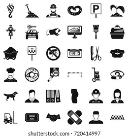 Office icons set. Simple style of 36 office vector icons for web isolated on white background