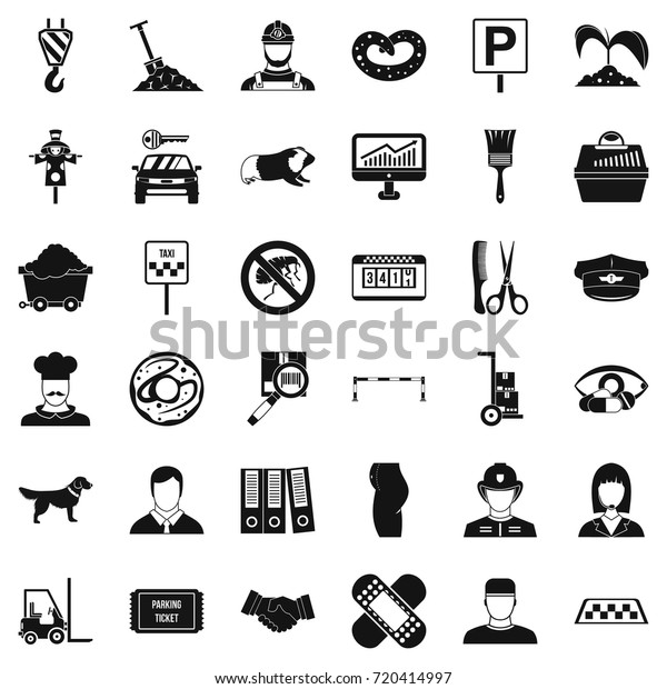 Office icons set. Simple style of 36\
office vector icons for web isolated on white\
background