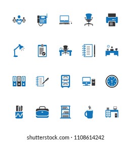 Office Icons set vector Blue